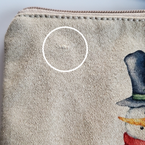 Cott n Curls Snowman Canvas Wristlet w/Leather Strap Pouch Handbag NWT *READ* - Picture 2 of 16